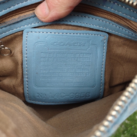 Coach Blue Mini C Signature Demi Canvas and Leather Shoulder Bag - Picture 11 of 11